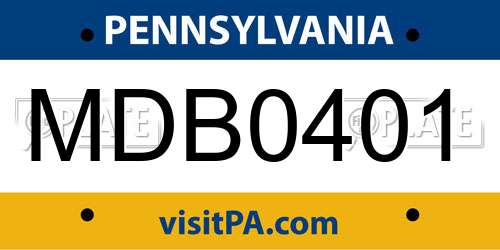 MDB0401 Pennsylvania License Plate