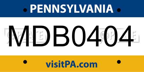 MDB0404 Pennsylvania License Plate