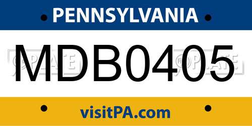 MDB0405 Pennsylvania License Plate