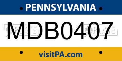 MDB0407 Pennsylvania License Plate