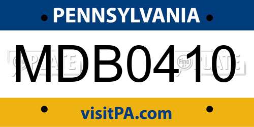 MDB0410 Pennsylvania License Plate