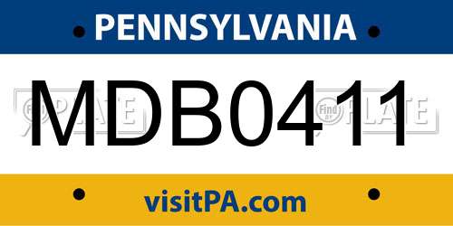 MDB0411 Pennsylvania License Plate