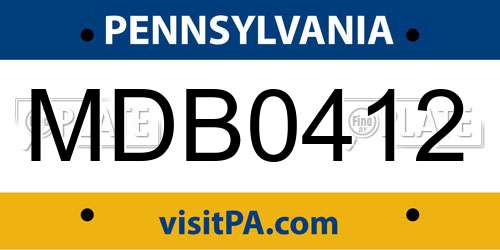 MDB0412 Pennsylvania License Plate
