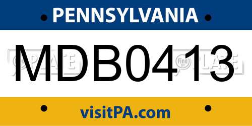MDB0413 Pennsylvania License Plate