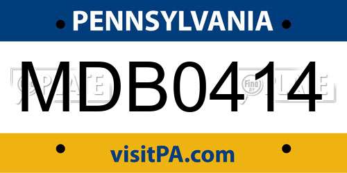 MDB0414 Pennsylvania License Plate