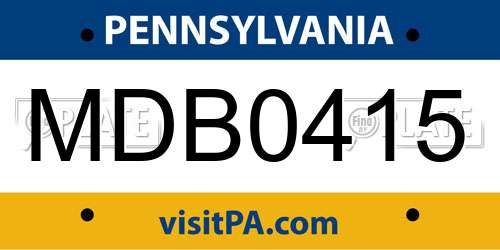 MDB0415 Pennsylvania License Plate