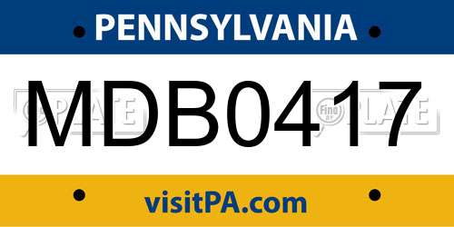 MDB0417 Pennsylvania License Plate