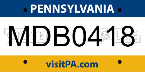 MDB0418 Pennsylvania License Plate