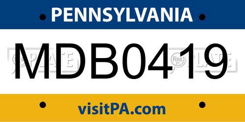 MDB0419 Pennsylvania License Plate
