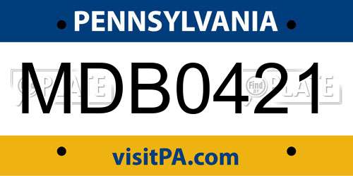 MDB0421 Pennsylvania License Plate