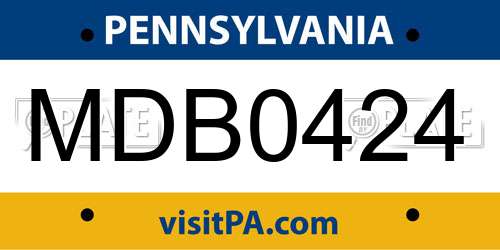MDB0424 Pennsylvania License Plate