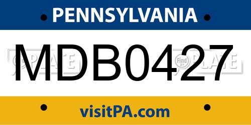 MDB0427 Pennsylvania License Plate