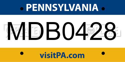 MDB0428 Pennsylvania License Plate