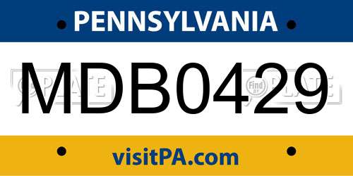 MDB0429 Pennsylvania License Plate