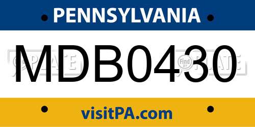 MDB0430 Pennsylvania License Plate