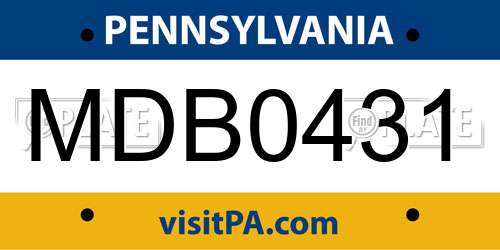 MDB0431 Pennsylvania License Plate