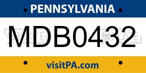 MDB0432 Pennsylvania License Plate