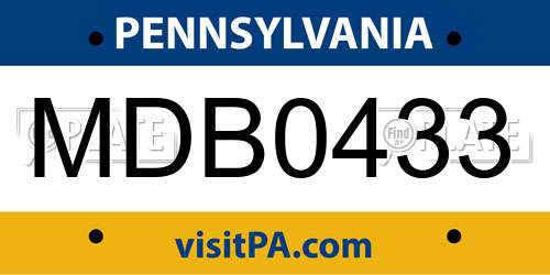 MDB0433 Pennsylvania License Plate