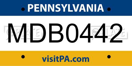 MDB0442 Pennsylvania License Plate