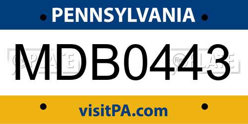 MDB0443 Pennsylvania License Plate