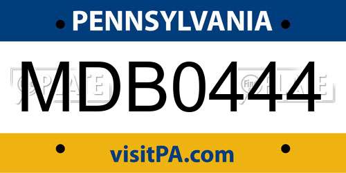 MDB0444 Pennsylvania License Plate