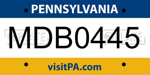 MDB0445 Pennsylvania License Plate