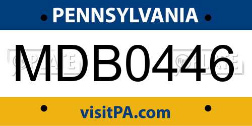MDB0446 Pennsylvania License Plate