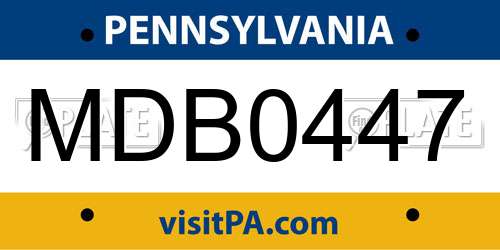 MDB0447 Pennsylvania License Plate