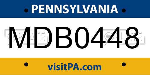 MDB0448 Pennsylvania License Plate