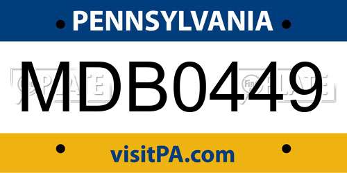 MDB0449 Pennsylvania License Plate