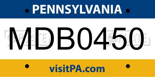 MDB0450 Pennsylvania License Plate