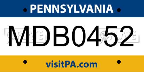 MDB0452 Pennsylvania License Plate