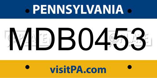 MDB0453 Pennsylvania License Plate