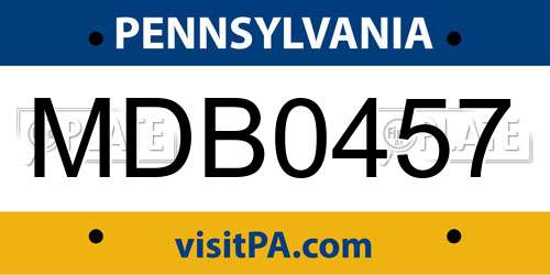 MDB0457 Pennsylvania License Plate
