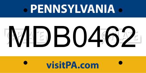 MDB0462 Pennsylvania License Plate