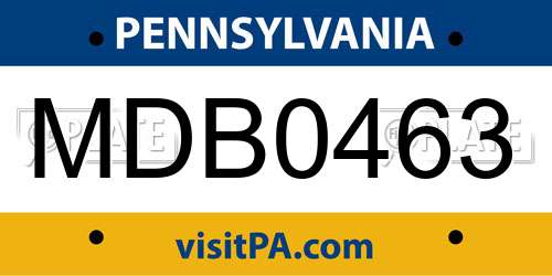 MDB0463 Pennsylvania License Plate