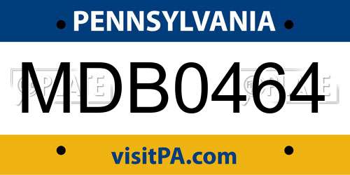 MDB0464 Pennsylvania License Plate