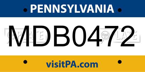 MDB0472 Pennsylvania License Plate