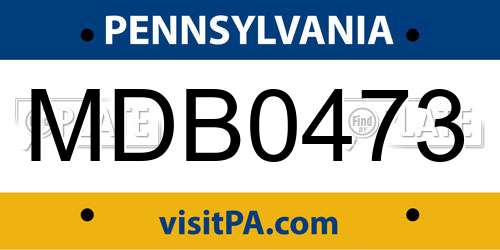 MDB0473 Pennsylvania License Plate