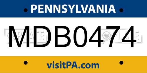 MDB0474 Pennsylvania License Plate