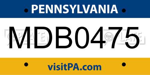 MDB0475 Pennsylvania License Plate