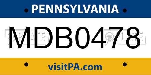 MDB0478 Pennsylvania License Plate