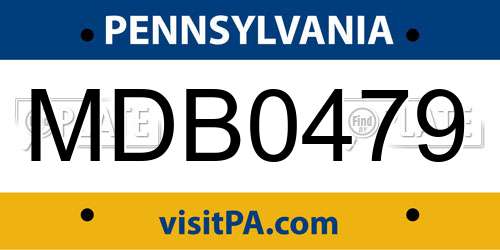 MDB0479 Pennsylvania License Plate