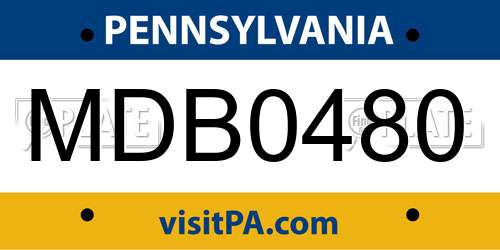 MDB0480 Pennsylvania License Plate