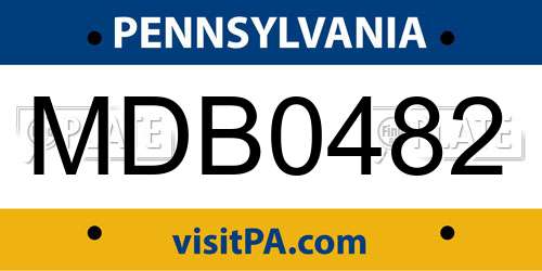 MDB0482 Pennsylvania License Plate