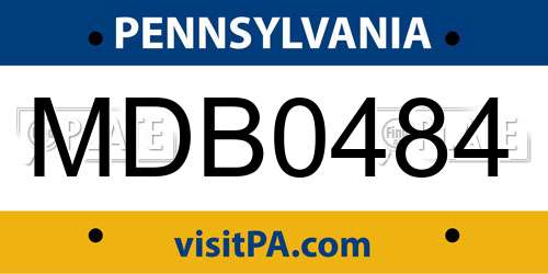 MDB0484 Pennsylvania License Plate