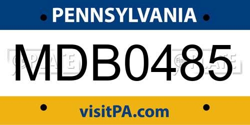 MDB0485 Pennsylvania License Plate