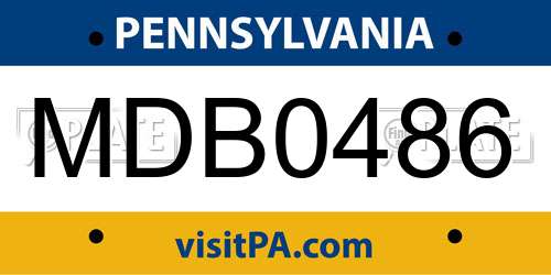 MDB0486 Pennsylvania License Plate