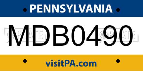MDB0490 Pennsylvania License Plate