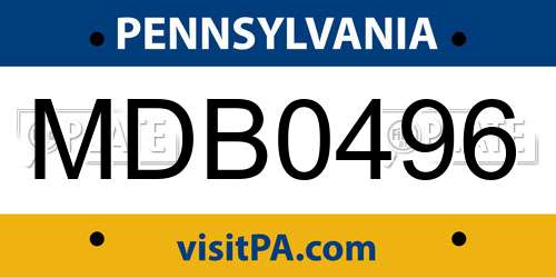 MDB0496 Pennsylvania License Plate